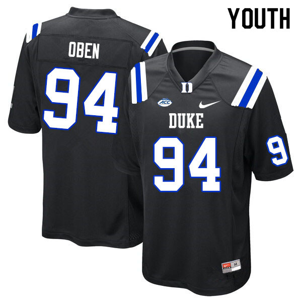 Youth #94 R.J. Oben Duke Blue Devils College Football Jerseys Sale-Black